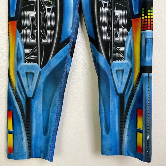 INKnBurn Womens Cropped Tights Size 6 Biodroid Robot Run Jog Train Art Gym - Picture 5 of 9